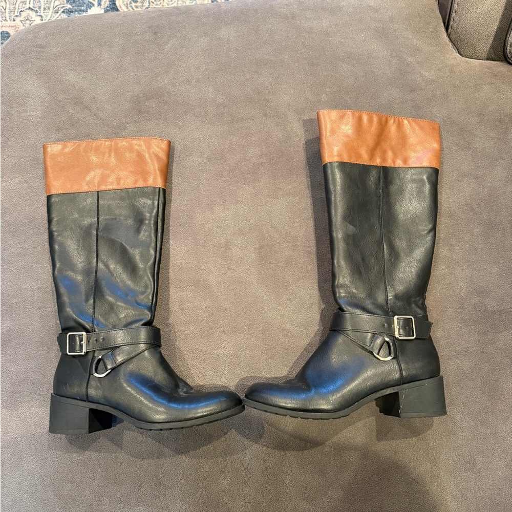 Style & co and Brown and black riding boots women’s size 6 - Picture 4 of 13